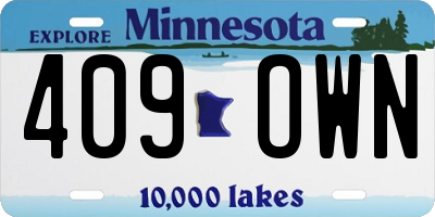 MN license plate 409OWN