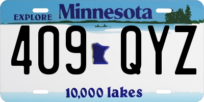 MN license plate 409QYZ
