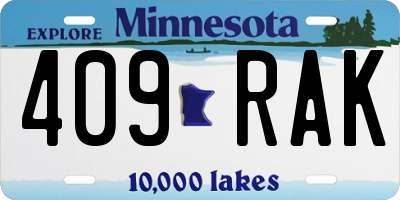 MN license plate 409RAK