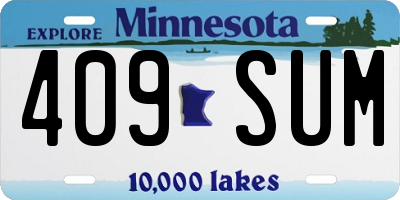 MN license plate 409SUM