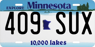 MN license plate 409SUX