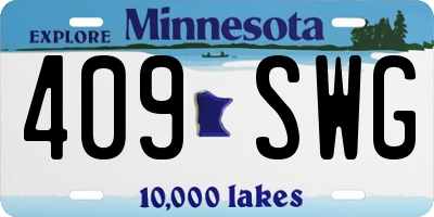 MN license plate 409SWG