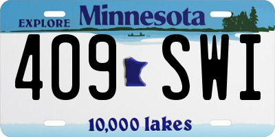 MN license plate 409SWI