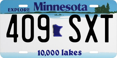 MN license plate 409SXT