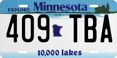 MN license plate 409TBA