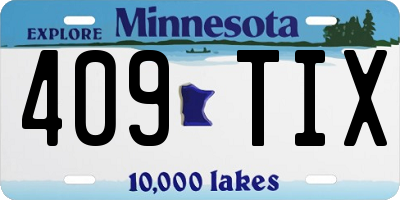 MN license plate 409TIX