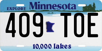 MN license plate 409TOE