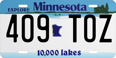 MN license plate 409TOZ