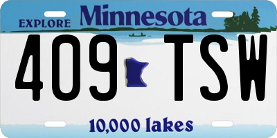 MN license plate 409TSW