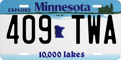 MN license plate 409TWA
