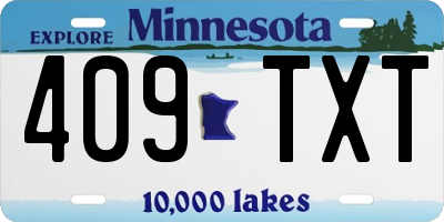MN license plate 409TXT