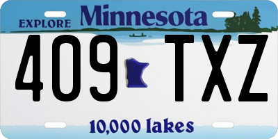 MN license plate 409TXZ