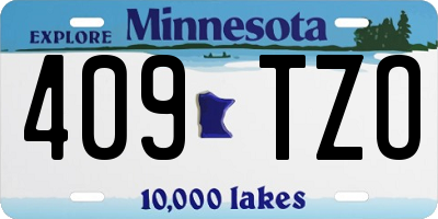 MN license plate 409TZO