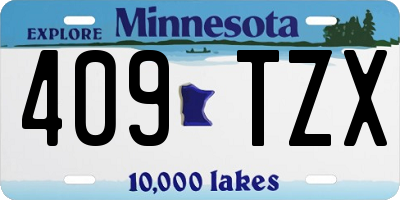 MN license plate 409TZX
