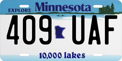 MN license plate 409UAF