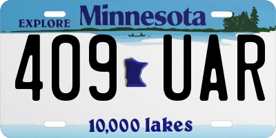 MN license plate 409UAR