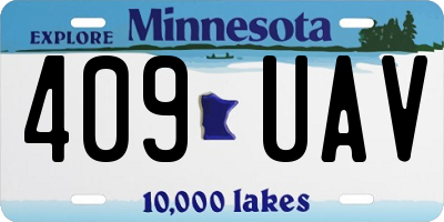 MN license plate 409UAV