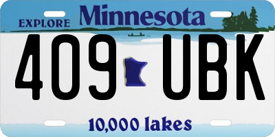 MN license plate 409UBK