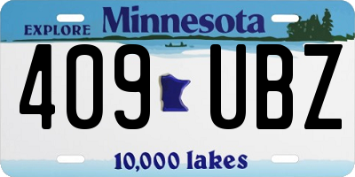 MN license plate 409UBZ