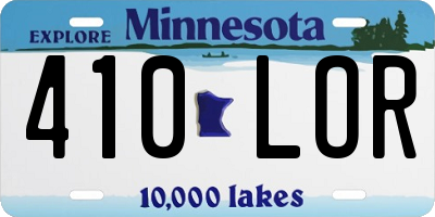 MN license plate 410LOR