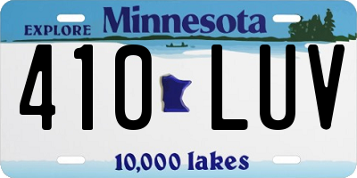 MN license plate 410LUV