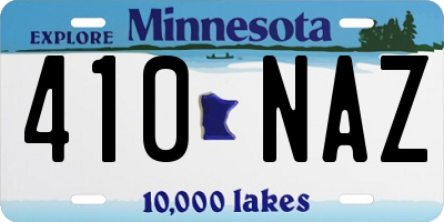 MN license plate 410NAZ