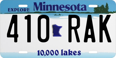 MN license plate 410RAK