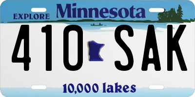 MN license plate 410SAK