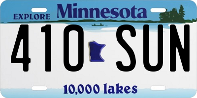 MN license plate 410SUN