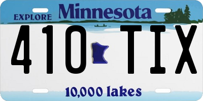 MN license plate 410TIX