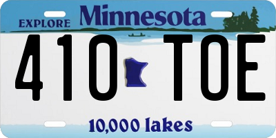 MN license plate 410TOE