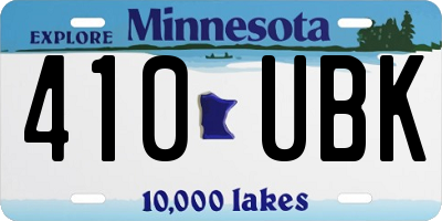 MN license plate 410UBK