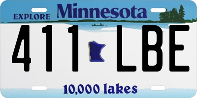 MN license plate 411LBE
