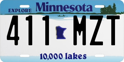 MN license plate 411MZT