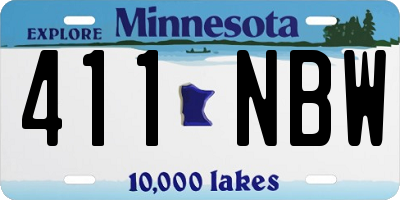MN license plate 411NBW