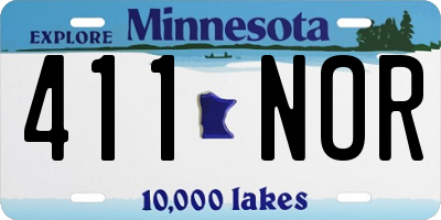 MN license plate 411NOR
