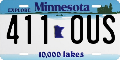 MN license plate 411OUS