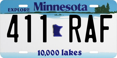 MN license plate 411RAF