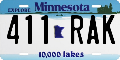 MN license plate 411RAK