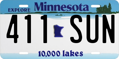MN license plate 411SUN