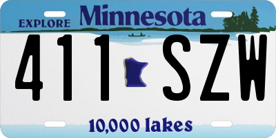 MN license plate 411SZW