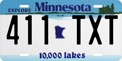 MN license plate 411TXT