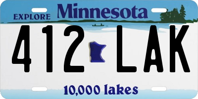 MN license plate 412LAK