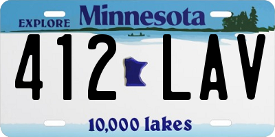 MN license plate 412LAV