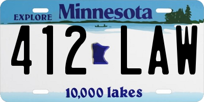 MN license plate 412LAW