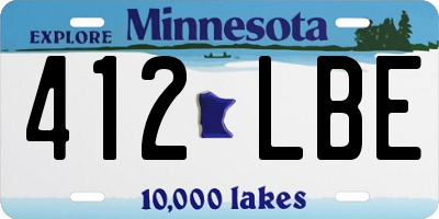 MN license plate 412LBE