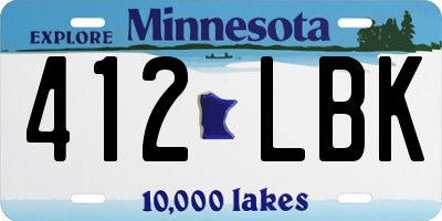 MN license plate 412LBK