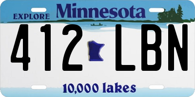 MN license plate 412LBN
