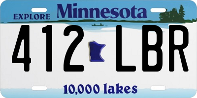 MN license plate 412LBR