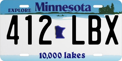 MN license plate 412LBX